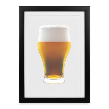 Beer gradient glass with foam - Framed poster (27 × 37 cm) - black - Front
