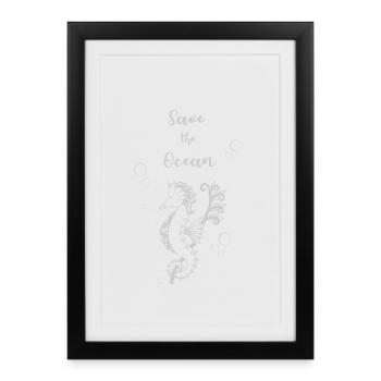Sauvez les hippocampes de l’océan - Affiche encadrée (27 × 37 cm) - noir - Devant