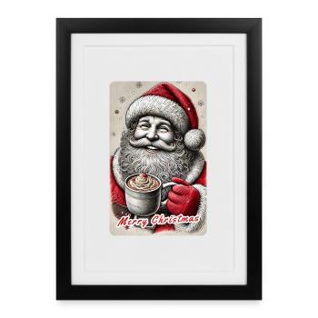 Merry Santa Claus with hot cocoa - Framed poster (27 × 37 cm) - black - Front