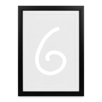 6 Number six number white birthday - Framed poster (27 × 37 cm) - black - Front