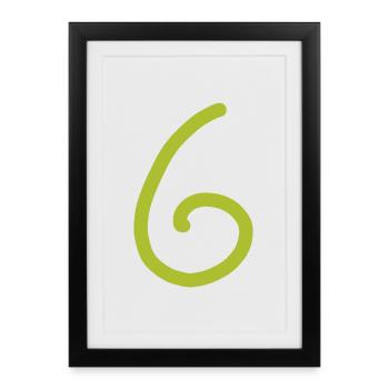 6 Numéro six chiffre vert Anniversaire - Affiche encadrée (27 × 37 cm) - noir - Devant