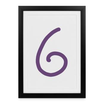 6 Numéro six numéro violet anniversaire - Affiche encadrée (27 × 37 cm) - noir - Devant