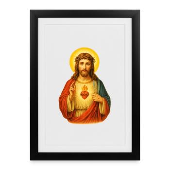 Kitschy Heart of Jesus Christ | Jesus Christ - Framed poster (27 × 37 cm) - black - Front