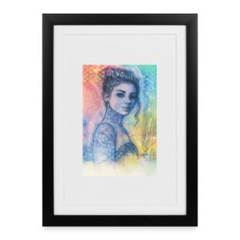 Woman pop rainbow omikly tattoo arm skull graf - Framed poster (27 × 37 cm) - black - Front