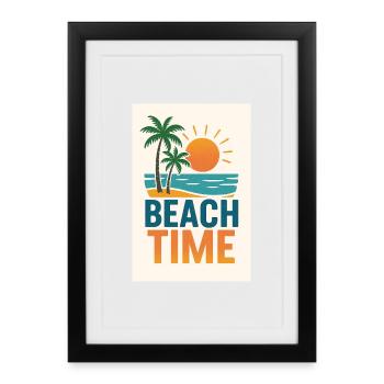 Beach Time - Palmen - Gerahmtes Poster (27 × 37 cm) - Schwarz - Vorne