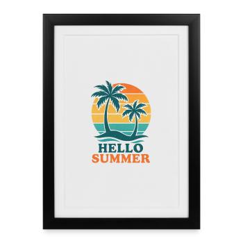 Beach with palm trees and sunset - Framed poster (27 × 37 cm) - black - Front