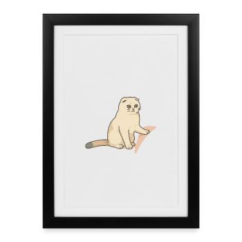 Cute Cat with a Melancholic Expression - Framed poster (27 × 37 cm) - black - Front