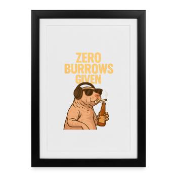 Rebellischer Nacktmull – Zero F*cks Given - Gerahmtes Poster (27 × 37 cm) - Schwarz - Vorne