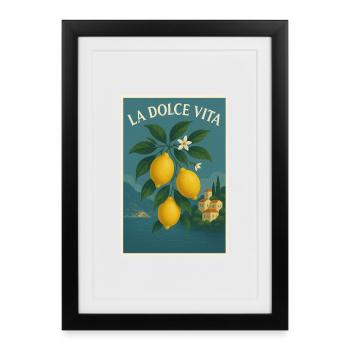 La Dolce Vita - Gerahmtes Poster (27 × 37 cm) - Schwarz - Vorne