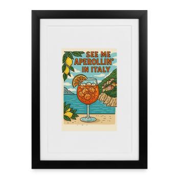 Italian Spritz Cartoon Design - Framed poster (27 × 37 cm) - black - Front