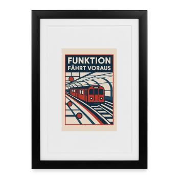 Subway Bauhaus 1930s Function Goes Ahead Retro - Framed poster (27 × 37 cm) - black - Front