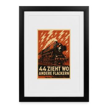 Railway BR 44 Power Steam Locomotive - Framed poster (27 × 37 cm) - black - Front