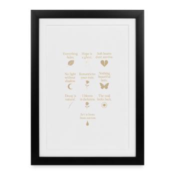 Paroles de poésie sombre motivante - Affiche encadrée (27 × 37 cm) - noir - Devant