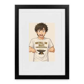 Anime Figure Detail T-Shirt - Framed poster (27 × 37 cm) - black - Front