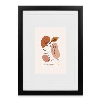 Portrait minimaliste avec une feuille et un message stimulants - Affiche encadrée (27 × 37 cm) - noir - Devant