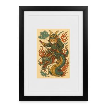 Fantôme d’un guerrier dans Dragon Battle - Affiche encadrée (27 × 37 cm) - noir - Devant