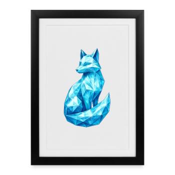 Diamant-Fuchs – Tierdesign in Edelstein-Optik - Gerahmtes Poster (27 × 37 cm) - Schwarz - Vorne