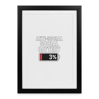 Anti-Social Battery - Framed poster (27 × 37 cm) - black - Front