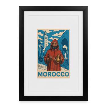 Motif traditionnel marocain avec tradition du thé - Affiche encadrée (27 × 37 cm) - noir - Devant