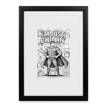 « Manga Hero : Juste se détendre » - Affiche encadrée (27 × 37 cm) - noir - Devant