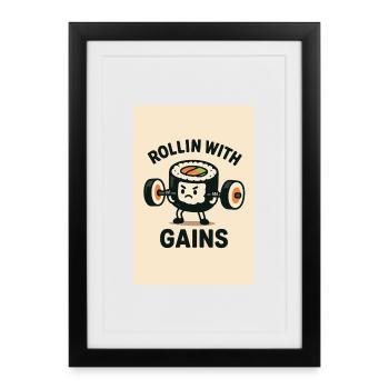 Sushi Powerlifting Motivation T-shirt - Affiche encadrée (27 × 37 cm) - noir - Devant