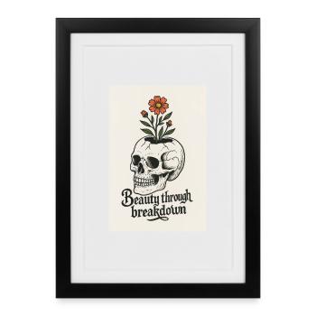 Conception artistique de crâne floral - Affiche encadrée (27 × 37 cm) - noir - Devant