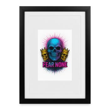 Kühner Schädel mit Kronen Tintendesign - Gerahmtes Poster (27 × 37 cm) - Schwarz - Vorne