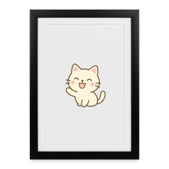 Happy Cat  - Framed poster (27 × 37 cm) - black - Front