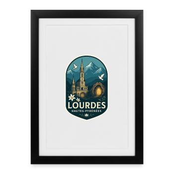 Sanctuary of Lourdes - Hautes-Pyrénées - Framed poster (27 × 37 cm) - black - Front