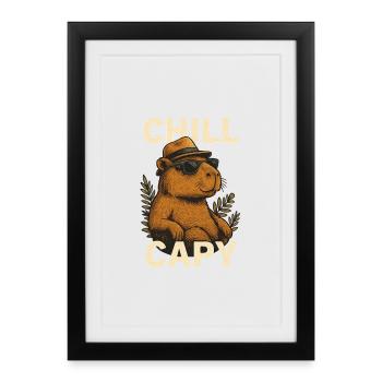 Chill Capybara Style - Affiche encadrée (27 × 37 cm) - noir - Devant