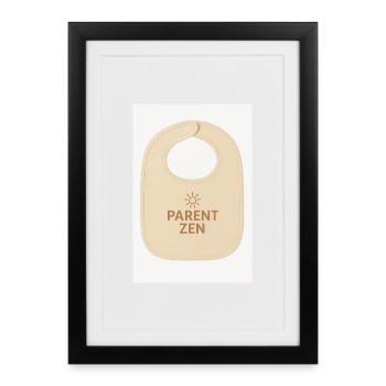 Bavoir zen pour bébé cool - Affiche encadrée (27 × 37 cm) - noir - Devant