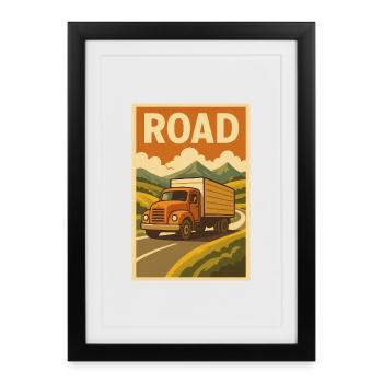 Vintage Truck on Mountainous Road - Framed poster (27 × 37 cm) - black - Front