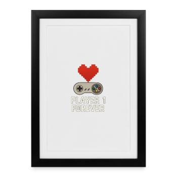 Retro Gaming Heart Design - Framed poster (27 × 37 cm) - black - Front