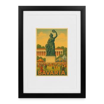 Bavaria Festival Statue Illustration - Framed poster (27 × 37 cm) - black - Front