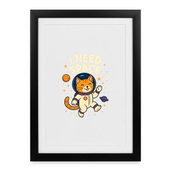 Cute Space Astronaut Cat - Framed poster (27 × 37 cm) - black - Front