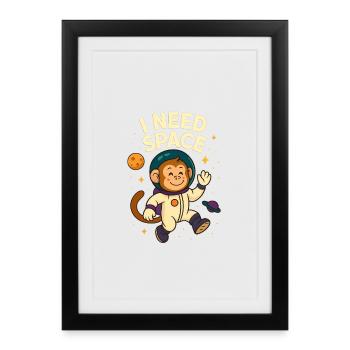 Monkey Astronaut: Space and Fantasy - Framed poster (27 × 37 cm) - black - Front