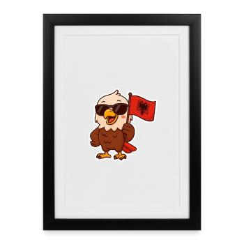 Albanie chemise drapeau aigle vacances balkanique cadeau - Affiche encadrée (27 × 37 cm) - noir - Devant