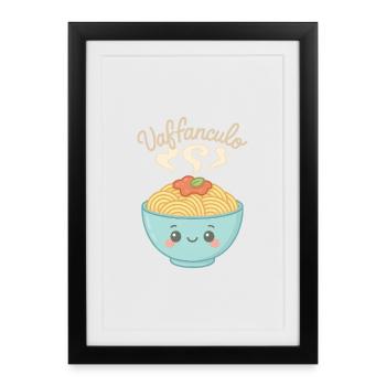 Vaffanculo T-Shirt Funny Saying Italy Fun Fun - Framed poster (27 × 37 cm) - black - Front