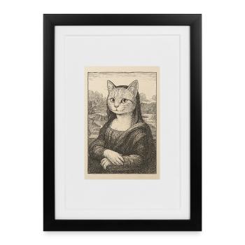 Portrait de chat dans le style artistique - Affiche encadrée (27 × 37 cm) - noir - Devant