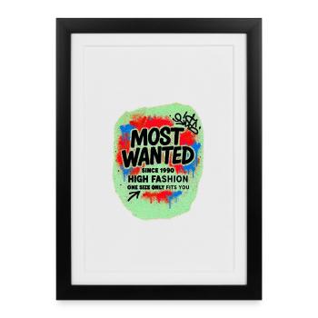 Street Art Wanted T-shirt - Affiche encadrée (27 × 37 cm) - noir - Devant
