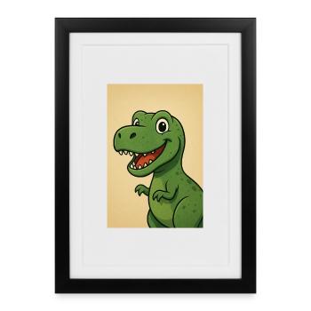 Playful Dinosaur Caricature Design - Framed poster (27 × 37 cm) - black - Front