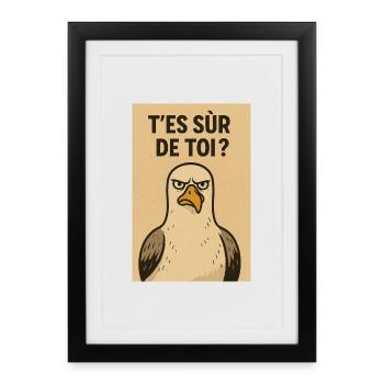 Humour d'Oiseaux Audacieux - Affiche encadrée (27 × 37 cm) - noir - Devant