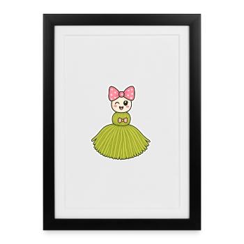 Poupée pompon Stella - Affiche encadrée (27 × 37 cm) - noir - Devant