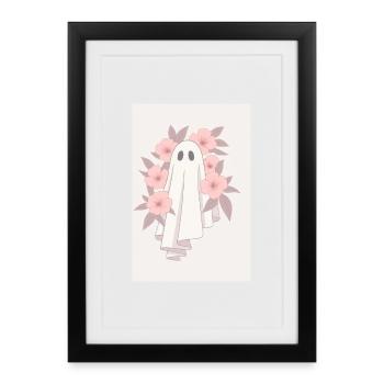 Pastellgeist mit Blumenkranz - Affiche encadrée (27 × 37 cm) - noir - Devant