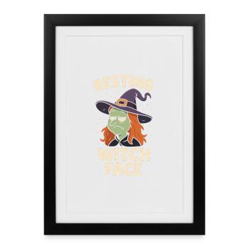 Resting Witch Face – Lustiges Cartoon Hexen Shirt  - Gerahmtes Poster (27 × 37 cm) - Schwarz - Vorne