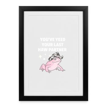 Funny Cowboy Frog Shirt Yeed Your Last Haw Gift - Framed poster (27 × 37 cm) - black - Front
