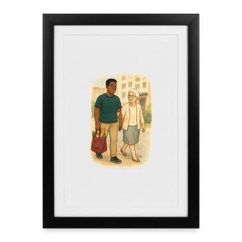 Grandma Karin with her grandson - Framed poster (27 × 37 cm) - black - Front