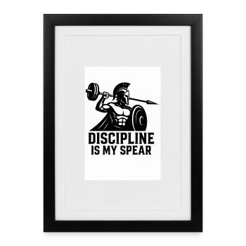 Spartan Discipline – Barbell Spear - Framed poster (27 × 37 cm) - black - Front