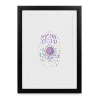 Moon Child – Chemise spirituelle mystique avec Mon - Affiche encadrée (27 × 37 cm) - noir - Devant