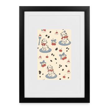 Dalmatian Puppies Charm Cherries - Framed poster (27 × 37 cm) - black - Front